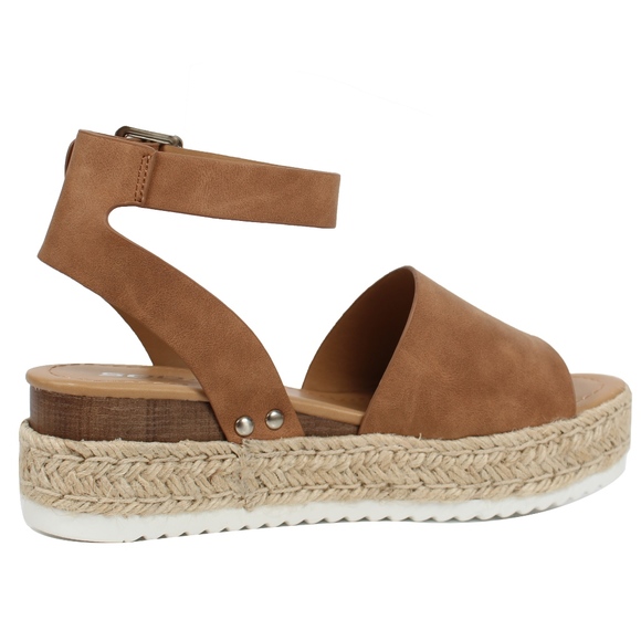 Tan Open Toe Halter Ankle Strap Espadrill - Picture 3 of 6